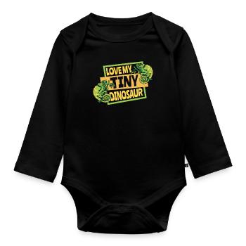 J’adore mon petit dinosaure panthère voilée amoureuse - Body Bébé bio manches longues - noir - Devant