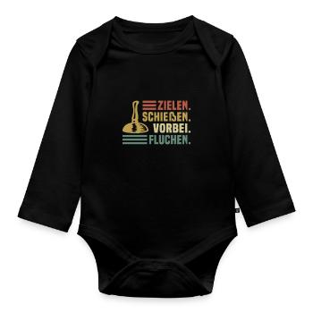 Curling Sock Shooter Winter Sports - Organic Longsleeve Baby Bodysuit - black - Front