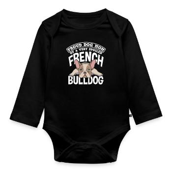 French Bulldog Mom - Organic Longsleeve Baby Bodysuit - black - Front