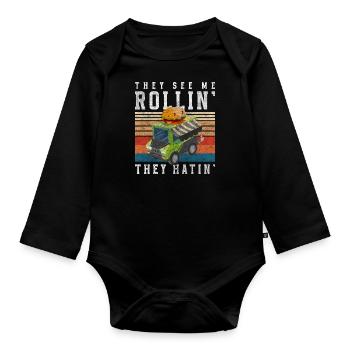 Fast Food Meals on Wheels Food Trucks - Organic Longsleeve Baby Bodysuit - black - Front
