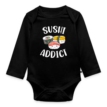 Sushi Essen Japan Nigiri Geschenk - Baby Bio-Langarm-Body - Schwarz - Vorne
