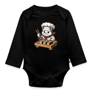 Sushi Essen Japan Nigiri Geschenk - Baby Bio-Langarm-Body - Schwarz - Vorne
