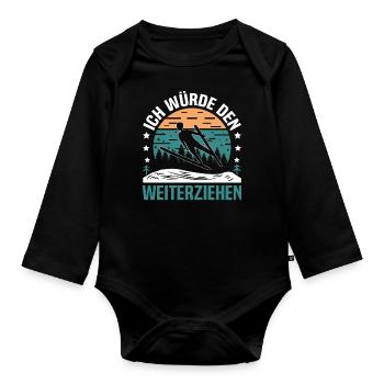Ski Flying Ski Jumping Chance Skis for Ski Jumping - Organic Longsleeve Baby Bodysuit - black - Front