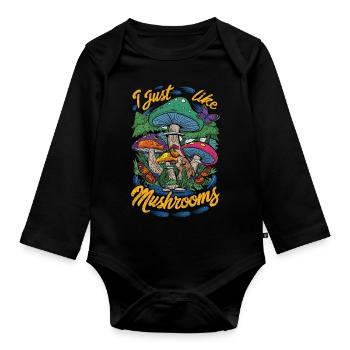 I Love Mushrooms - Humor und Natur - Baby Bio-Langarm-Body - Schwarz - Vorne