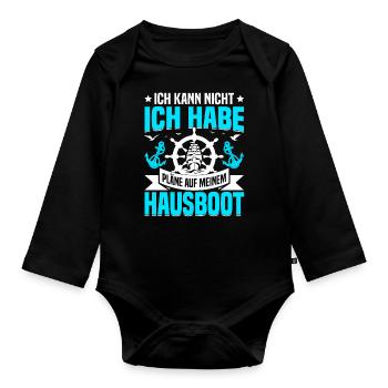 Houseboat license for houseboat captain - Organic Longsleeve Baby Bodysuit - black - Front
