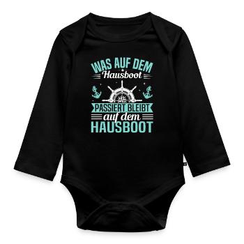 Houseboat captain with houseboat crew & - Organic Longsleeve Baby Bodysuit - black - Front