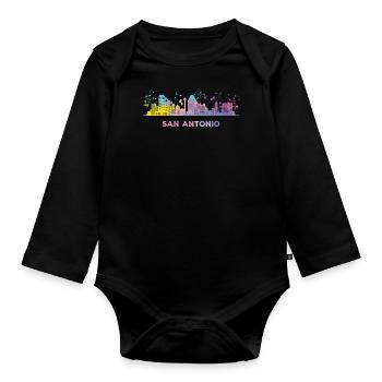 San Antonian Skyline San Antonio - Organic Longsleeve Baby Bodysuit - black - Front
