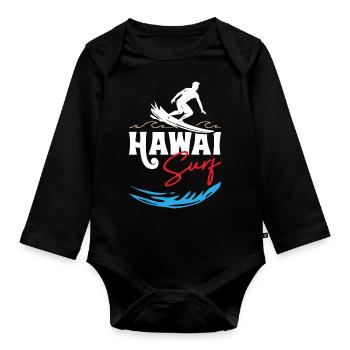 Hawaii Surfing - Organic Longsleeve Baby Bodysuit - black - Front