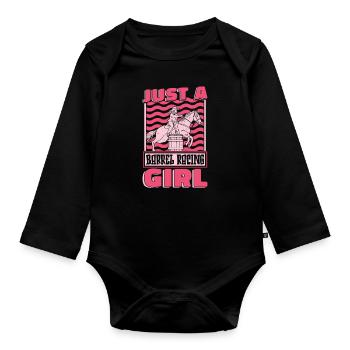 Fassrennen Westernreiten Barrel Racing - Baby Bio-Langarm-Body - Schwarz - Vorne