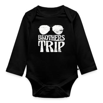 Sibling Brothers Journey - Organic Longsleeve Baby Bodysuit - black - Front