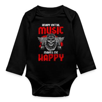 Heavy Metal Rock Guitare Metalcore - Body Bébé bio manches longues - noir - Devant