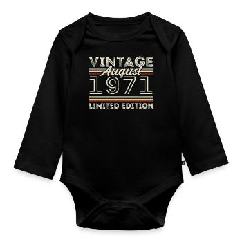 August 1971 Legend since August 1971 Vintage 1971 - Organic Longsleeve Baby Bodysuit - black - Front
