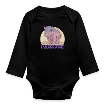 Hippopotame Bébé hippopotame Cadeau hippopotame - Body Bébé bio manches longues - noir - Devant