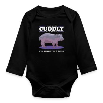 Hippopotame Bébé hippopotame Cadeau hippopotame - Body Bébé bio manches longues - noir - Devant