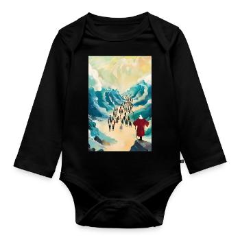 W6 Moses Moses Teilt Das Rote Meer 3 Stücke, Digit - Baby Bio-Langarm-Body - Schwarz - Vorne