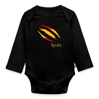 Spain Spanien Espana - Baby Bio-Langarm-Body - Schwarz - Vorne
