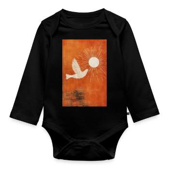 Minimalistische Taube Wandkunst Moderne - Baby Bio-Langarm-Body - Schwarz - Vorne