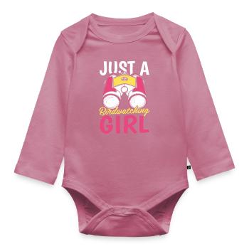 Vogelbeobachter Just A Birdwatching Girl - Baby Bio-Langarm-Body - Mauve - Vorne