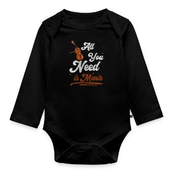 Musician Tipping Stage - Organic Longsleeve Baby Bodysuit - black - Front
