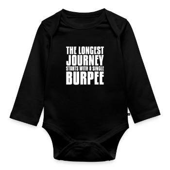 Burpees Fitness Burpee Cadeau de musculation - Body Bébé bio manches longues - noir - Devant