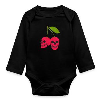 Cherry Cherry Tree Cherry Blossom Fruit Gift - Organic Longsleeve Baby Bodysuit - black - Front