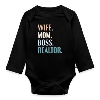 Realtor - Organic Longsleeve Baby Bodysuit - black - Front