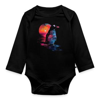 Penguin Baby Bird Chick - Organic Longsleeve Baby Bodysuit - black - Front