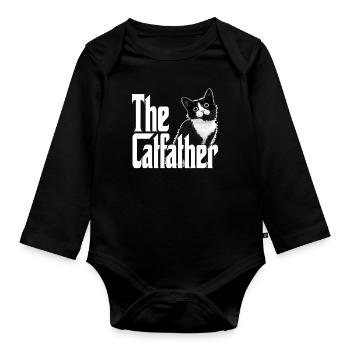 Cat Father The Catfather Crazy Cat Dad Dad - Organic Longsleeve Baby Bodysuit - black - Front