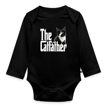 Cat Father The Catfather Crazy Cat Dad Dad - Organic Longsleeve Baby Bodysuit - black - Front