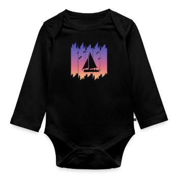 Seglen Segler Segelschiff - Baby Bio-Langarm-Body - Schwarz - Vorne