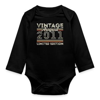 August 2011 Legend since August 2011 Vintage 2011 - Organic Longsleeve Baby Bodysuit - black - Front