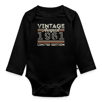 Août 1961 Légende depuis août 1961 Millésime 1961 - Body Bébé bio manches longues - noir - Devant