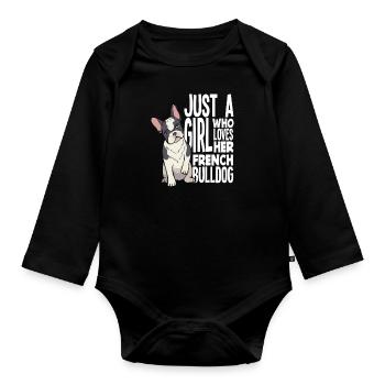 Bouledogue français fille - Body Bébé bio manches longues - noir - Devant
