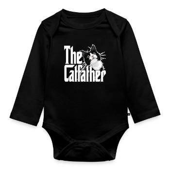 Cat Father The Catfather Crazy Cat Dad Dad - Organic Longsleeve Baby Bodysuit - black - Front