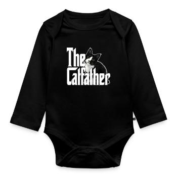 Cat Father The Catfather Crazy Cat Dad Dad - Organic Longsleeve Baby Bodysuit - black - Front
