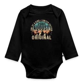 August 2001 - Born in August 2001 - Birthday - Organic Longsleeve Baby Bodysuit - black - Front