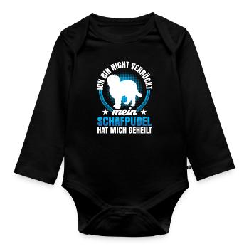 Schafpudel hat mich geheilt Altdeutscher Hütehund - Baby Bio-Langarm-Body - Schwarz - Vorne