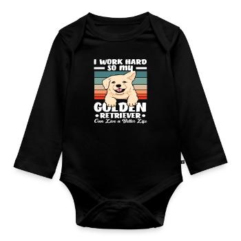 Golden Retriever Chien Amour Cadeau - Body Bébé bio manches longues - noir - Devant