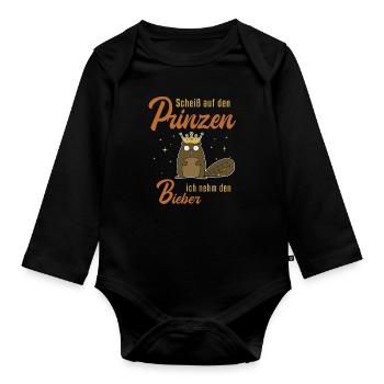Ich nehm den Bieber North American Eurasian Beaver - Baby Bio-Langarm-Body - Schwarz - Vorne
