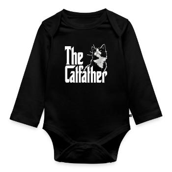 Cat Father The Catfather Crazy Cat Dad Dad - Organic Longsleeve Baby Bodysuit - black - Front