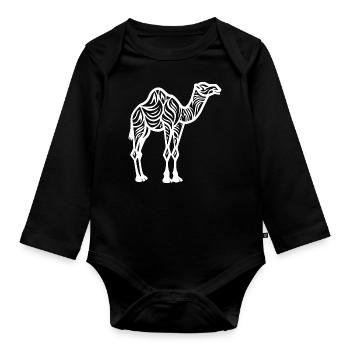 Camel - Organic Longsleeve Baby Bodysuit - black - Front