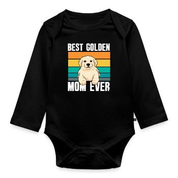 Meilleur Mama Golden Retriever - Body Bébé bio manches longues - noir - Devant