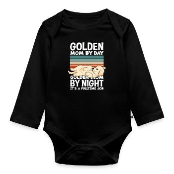 Lustiger Golden Retriever Mutter Spruch - Baby Bio-Langarm-Body - Schwarz - Vorne