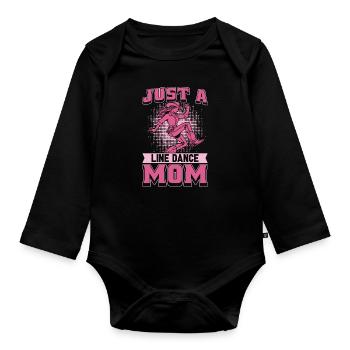 Line Dance Mutter Just A Line Dance Mom - Baby Bio-Langarm-Body - Schwarz - Vorne
