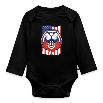 Beaver American Flag Eurasian Castor Canadensis - Organic Longsleeve Baby Bodysuit - black - Front