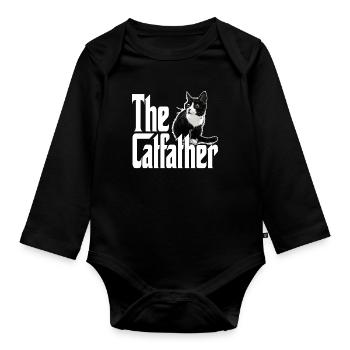 Cat Father The Catfather Crazy Cat Dad Dad - Organic Longsleeve Baby Bodysuit - black - Front