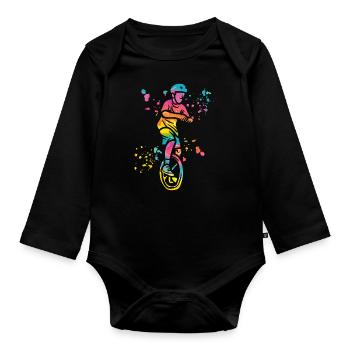 Einradfahrer Einradfahren Einrad - Baby Bio-Langarm-Body - Schwarz - Vorne