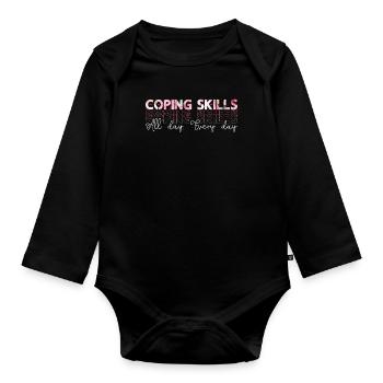School Counselor Coping Skills All Day Counseling - Organic Longsleeve Baby Bodysuit - black - Front