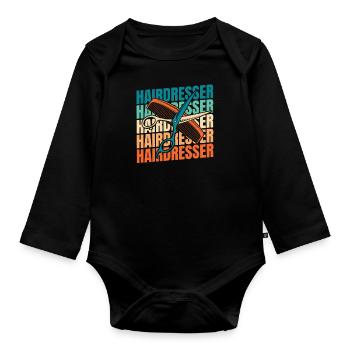 Hairdresser Hairstylist - Organic Longsleeve Baby Bodysuit - black - Front