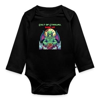 Cthulhu Horror Monster No Lives Matter T-Shirt - Baby Bio-Langarm-Body - Schwarz - Vorne